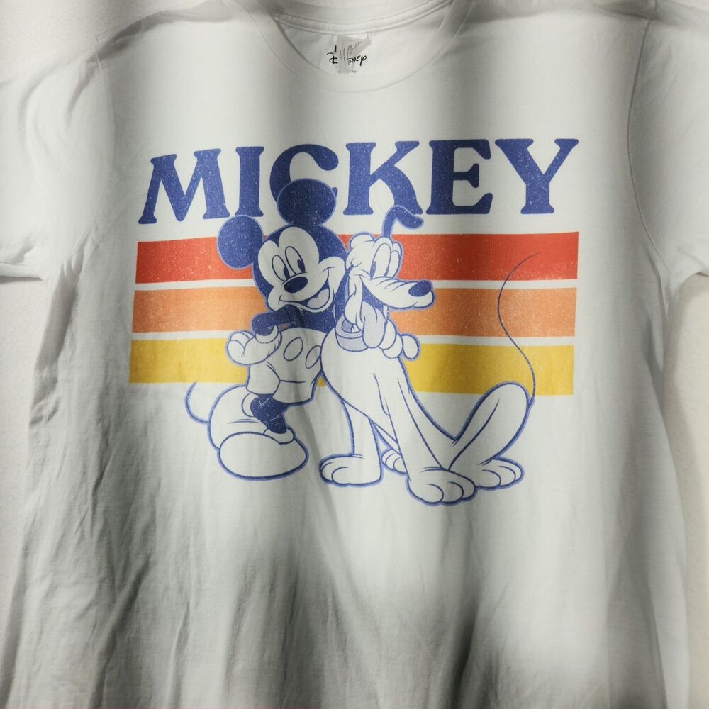 Mickey Mouse & Pluto Vintage Looking Graphic Short Sleeve T-shirt Men’s L